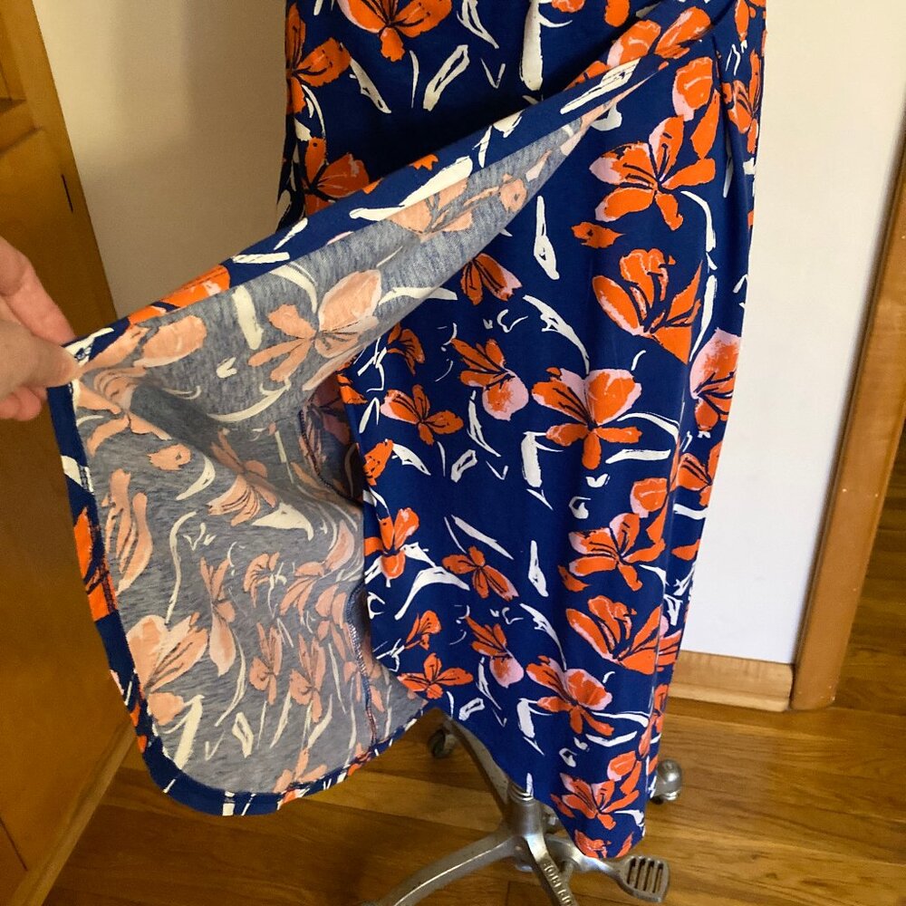 Motto Maxi Tulip Hem Dress Blue Orange Floral - Picture 7 of 9